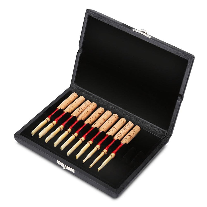 Bnineteenteam Oboe Reeds Storage Box with Wooden and PU Leather Cover for 10/12/20pcs Reeds 20pcs