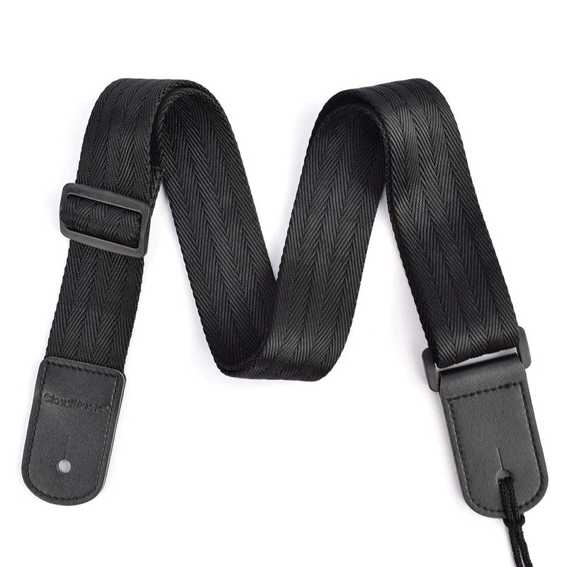 CLOUDMUSIC Ukulele Strap Cotton Woven Seatbelt Strap For Soprano Concert Tenor Baritone(Black) black