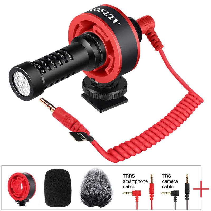 Camera Video Microphone with Shock Mount,Windscreen,Shotgun Mic,for iPhone, Android Smartphones, Canon EOS, Nikon DSLR Cameras and Camcorders - Camera Microphone. (AL-VM600) AL-VM600