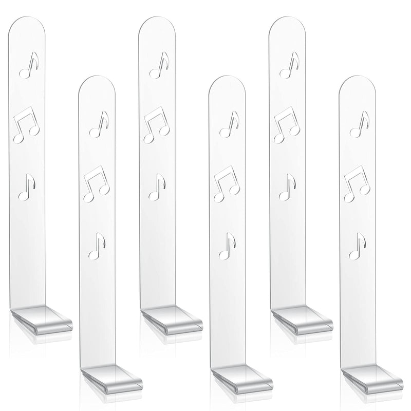6 Pieces Clear Acrylic Music Clips Sheet Music Holders Music Stand Page Holders Easy Read Wind Clips for Piano Music Page Book Reading Pianist Students, 11.8 x 1.6 Inch