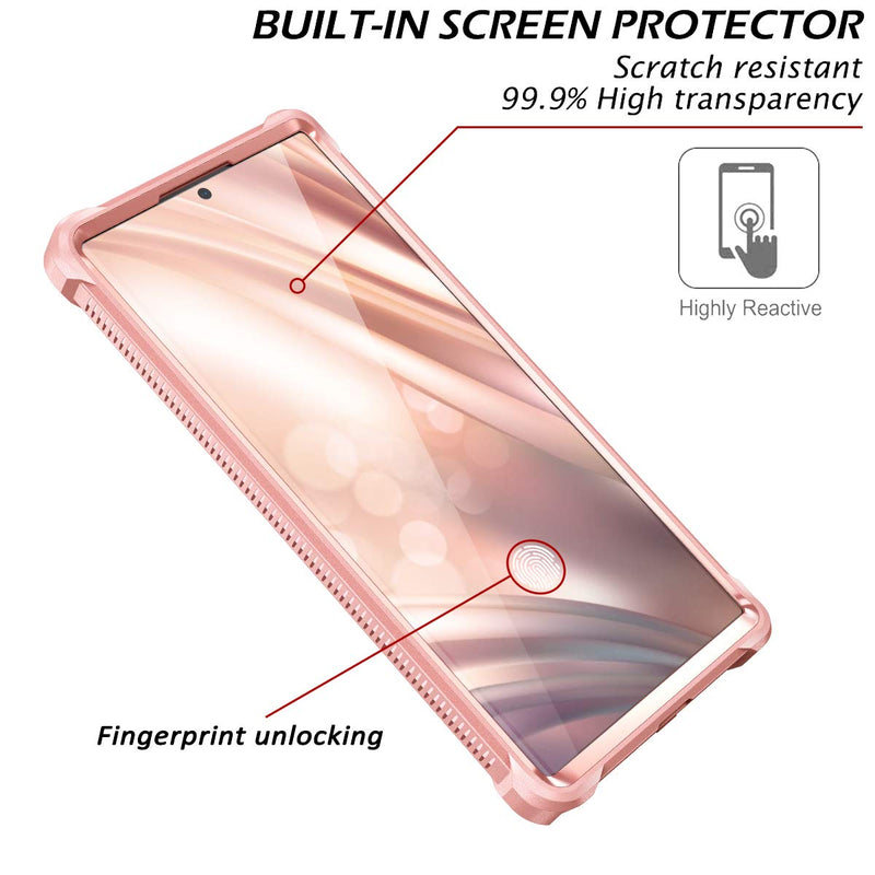 Dexnor for Galaxy Note 20 Ultra Case with Screen Protector Clear Electroplated Metal 360 Full Body Rugged Protective Shockproof Hard Cover Heavy Duty Defender Bumper for Samsung Note 20 Ultra 5G Pink Pink With Screen Protector