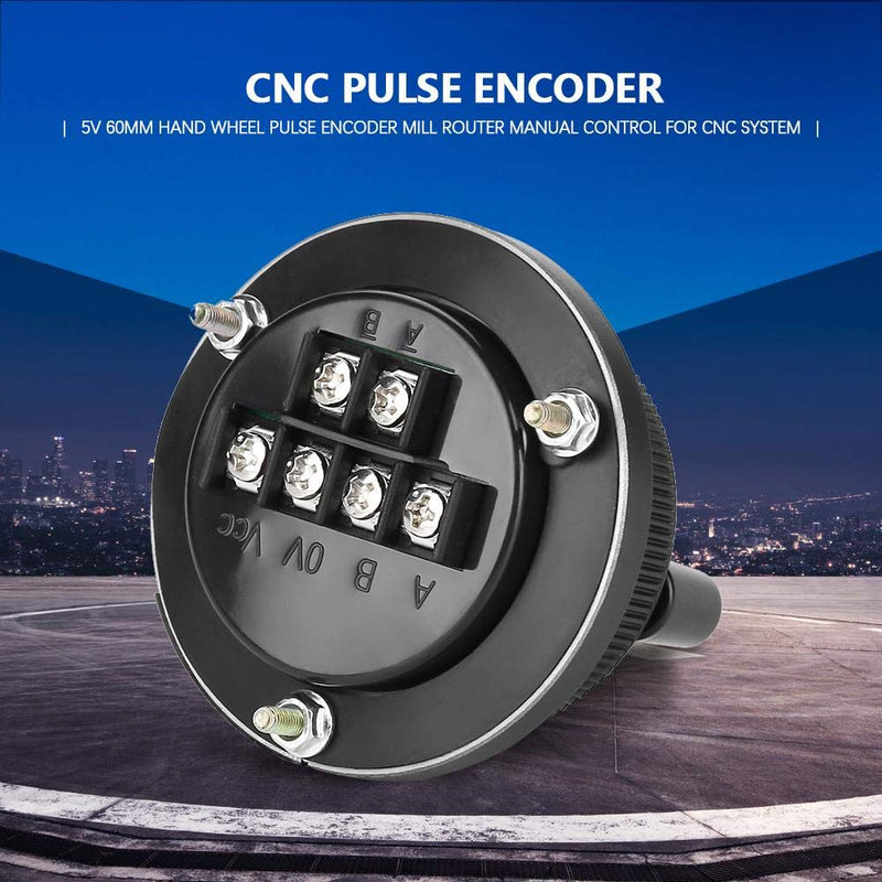 5V 60MM Hand Wheel Pulse Encoder CNC Pulse Encoder Mill Router Manual Control for CNC System Milling Machine (Black) Black