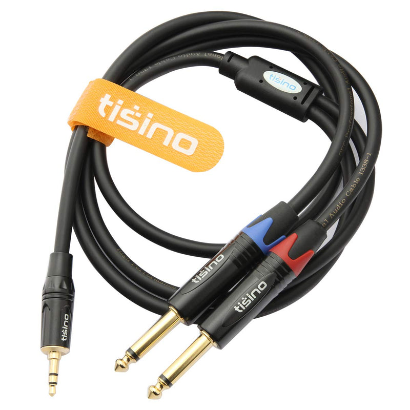 TISINO 1/8 to 1/4 Stereo Cable, 1/8 Inch TRS Stereo to Dual 1/4 inch TS Mono Y-Splitter Cable 3.5mm Aux Mini Jack to Jack Breakout Cord - 3.3 feet