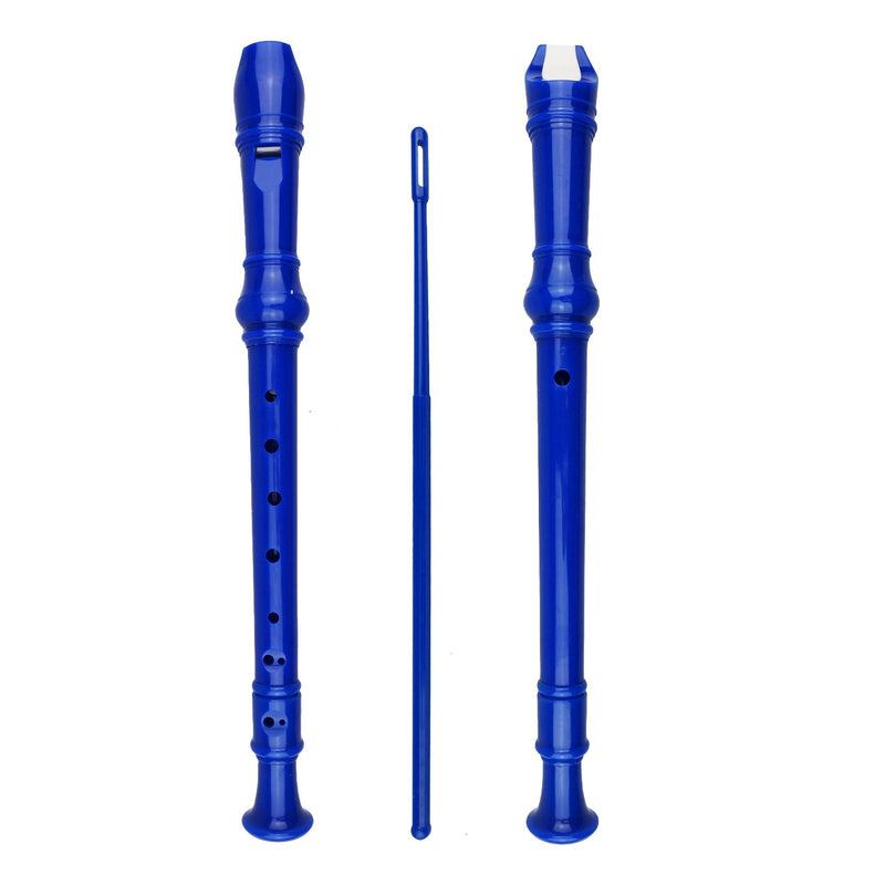 Kasteco 2 Pack Descant Soprano Recorders German Style 8 Hole with Cleaning Rod, Black Storage Bag (Black and Blue) Black and Blue