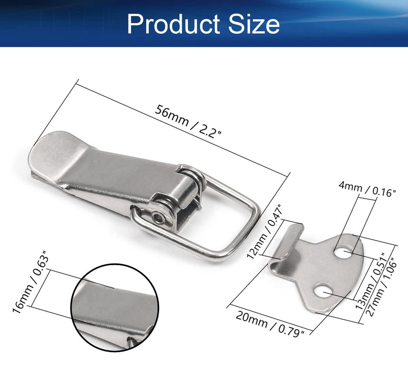 Yinpecly 2Pcs Iron Small Spring Loaded Toggle Latch Hasp Metal Hardware Fitting Spring Loaded Lock Catch Hasps for Case Box Trunk Catches, 2.2 inch Length