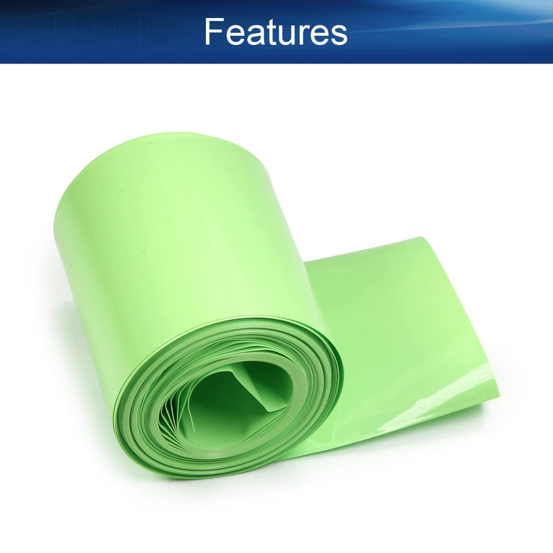 Bettomshin 1Pcs 3.35 inch Flat Width Battery Heat Shrink Tubing DIY Battery PVC Heat Shrink Wrap Tube 32.8 Ft Length Fruit Green for Four Section 18650 Battery Light Green 1