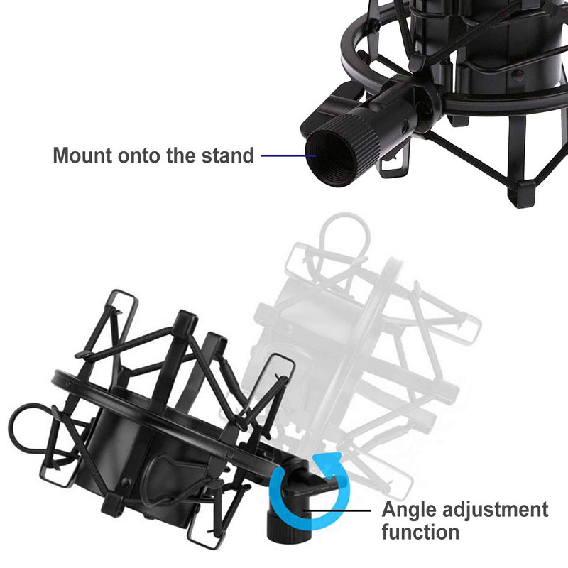 [AUSTRALIA] - AUTIDEFY Microphone Shock Mount with Pop Filter, Mic Anti-Vibration Suspension Shock Mount Holder Clip for 48mm-54mm Diameter Mic Compatible 