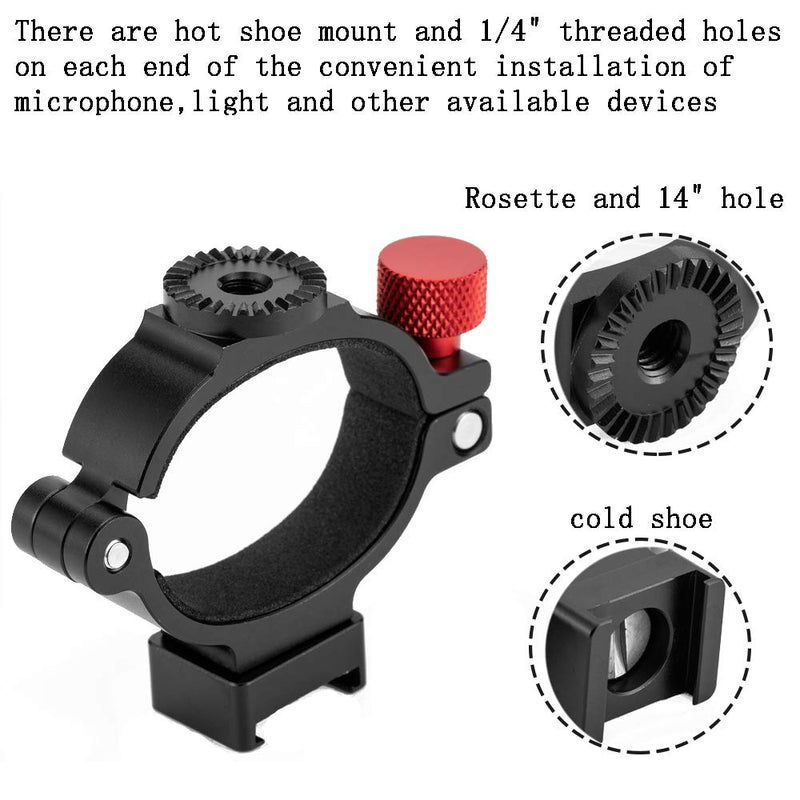 HAFOKO Osmo 2 Osmo 3 Osmo 4 O-Ring Clamp 1/4" Thread Extension Mounting O-Ring Hot Shoe Adapter Compatible with Osmo 2 Osmo 3 Osmo 4 Applied to Microphone Light Accessory Via 2 Cold Shoe Mount