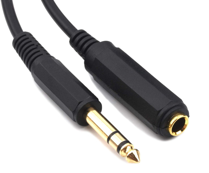 Devinal 6.35mm 1/4" inch Stereo Plug Male to 1/4 Female Stereo Headphone Guitar Extension Cable Cord, Gold Plated Audio Cable Stereo Extender, 20 feet (6 M) 20 FT