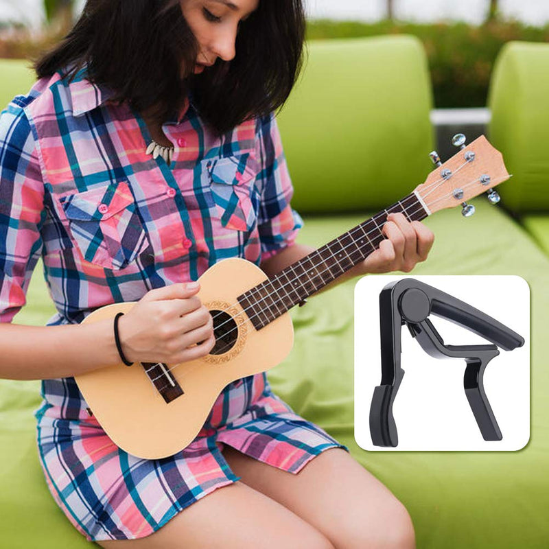 MOREYES Ukulele Capo Professional for 4 Strings Ukelele Guitar,Soprano, Concert, Tenor, Baritone (black)