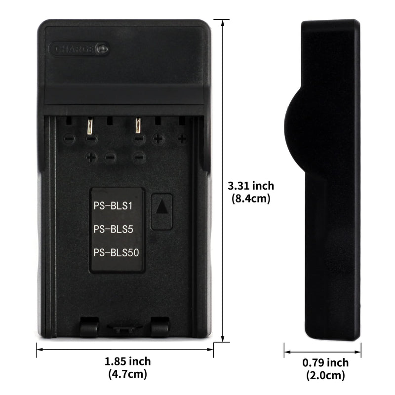 BLS-1 USB Charger for Olympus E-400, E-420, E-450, E-600, E-620, E-M10, E-P1, E-P2, E-P3, E-PL1, E-PL2, E-PL3, E-PL5, E-PL6, E-PL7, E-PM1, E-PM2, Stylus 1, 1s Camera and More