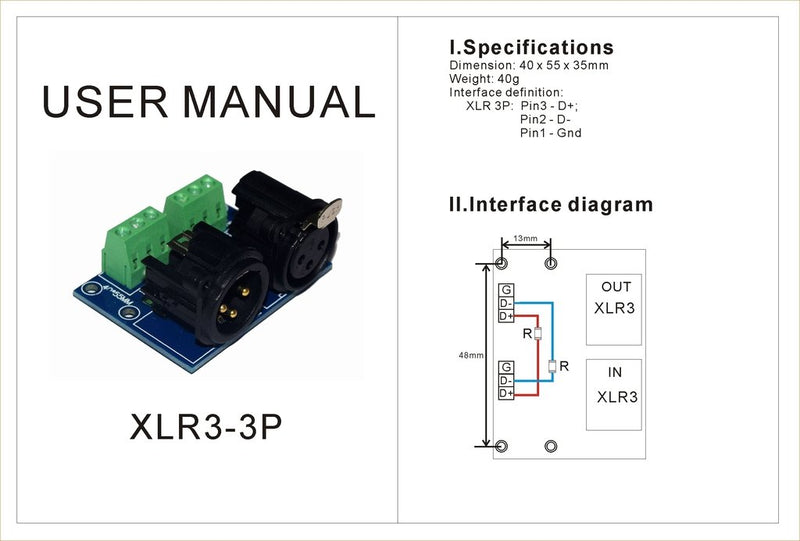 [AUSTRALIA] - 3Pin Terminal Adapter XLR 3 Pin to XLR Converters for DMX Controller Led Decoder (Pack of 2) 