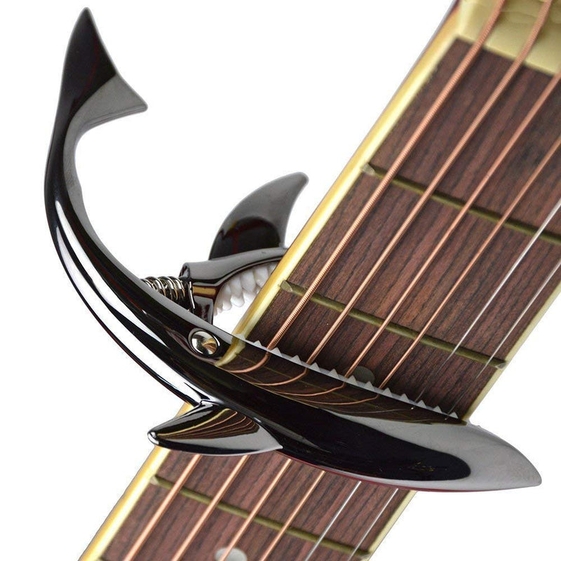 Imelod Zinc Alloy Guitar Capo Shark Capo for Acoustic and Electric Guitar with Good Hand Feeling, No Fret Buzz and Durable(Black) Black
