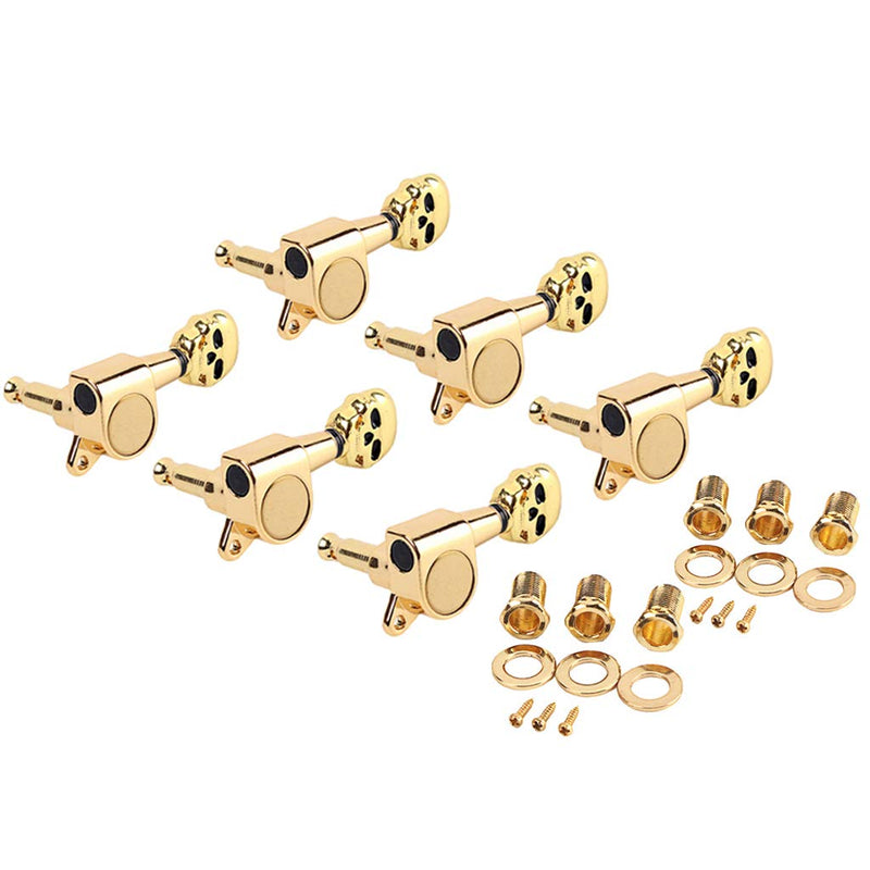 Alnicov Skull Head Sealed Gear Guitar Tuning Pegs Tuners Machine Heads 6R for Electric Guitar Parts Gold