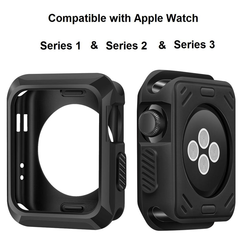 iiteeology Replacement for Apple Watch Case 42mm, Universal TPU Protective Case for Apple iWatch Series 3 Series 2 Series 1 - Matte Black