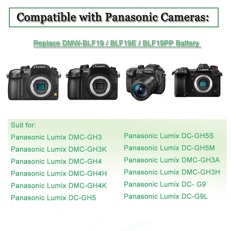 Gonine DMW-DCC12 DMW-AC8 AC Power Adapter DC Coupler Charger Kit Compatible with Panasonic BLF-19 Battery, Lumix DMC-GH3 DMC-GH4 DMC-GH3K DMC-GH4K DC-GH5 DC-G9 Digital Camera.