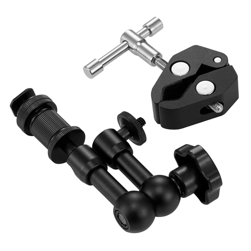 [AUSTRALIA] - WANBY 7 Inch Articulating Magic Friction Arm & Large Adjustable Super Clamp Pliers Clip with 1/4" and 3/8" Thread for DSLR Camera Rig, LCD Monitor, LED Flash Lights (7'Arm & Clip) 7'Arm & Clip 