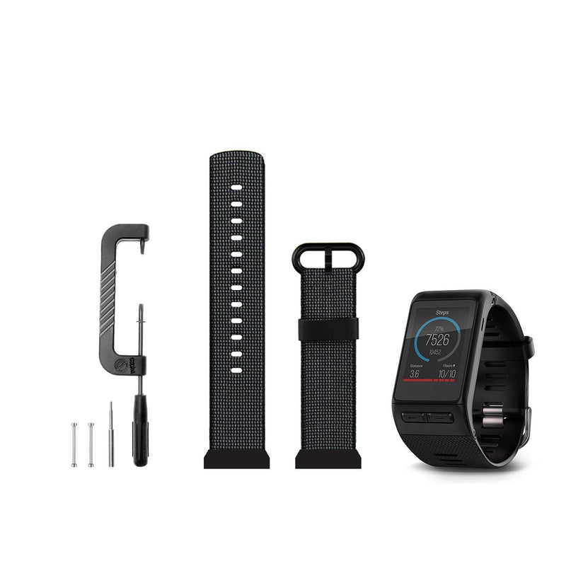C2D JOY Classic Nylon Weave Band Compatible with Garmin vivoactive HR Watch Bands Replacement Accessory Strap Large (Fits 6.7-9.0" wrists) Black