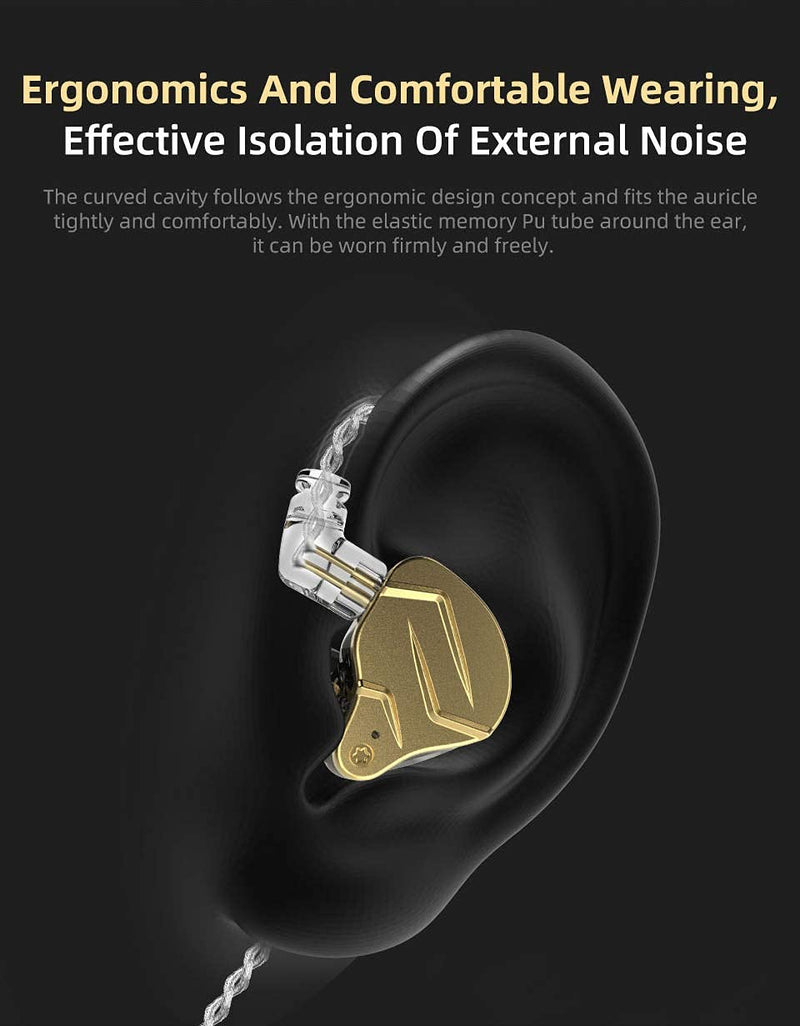 [AUSTRALIA] - KZ ZSN PRO X 1BA 1DD Hybrid HiFi Earphone, KINBOOFI in Ear Headphone Monitor ZSN Prox Stereo Sound KZ IEM with Detachable Cable for Musician Drummer (Golden NO Microphone) NO Mic Gold 