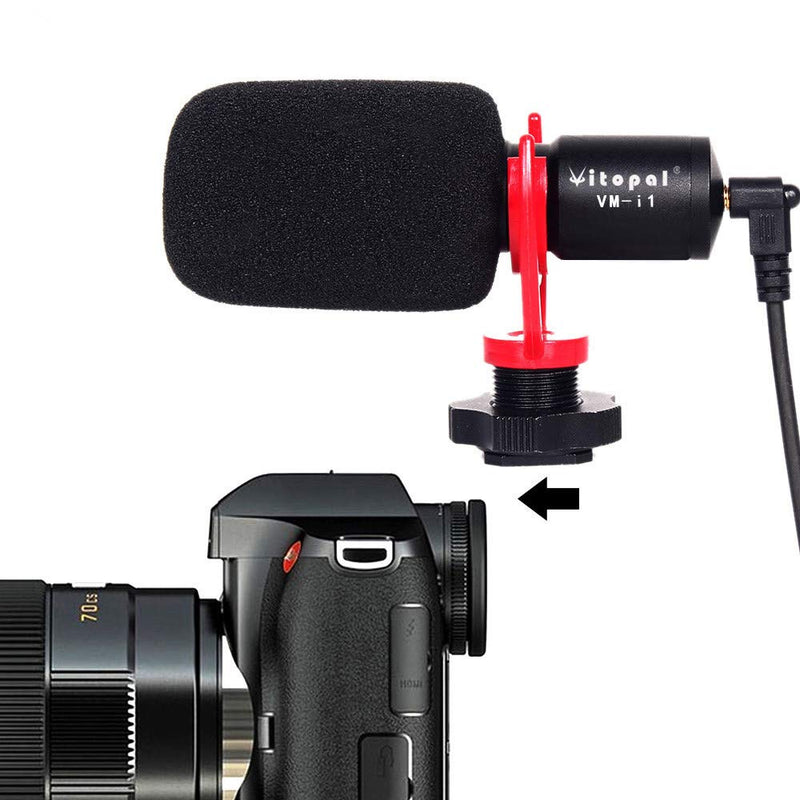 Vitopal VM-i1 Compact On Camera Microphone with Shock Mount, Wind Shield and 3.5mm Cable Compatible with Phone, Tablets, DSLR Camera