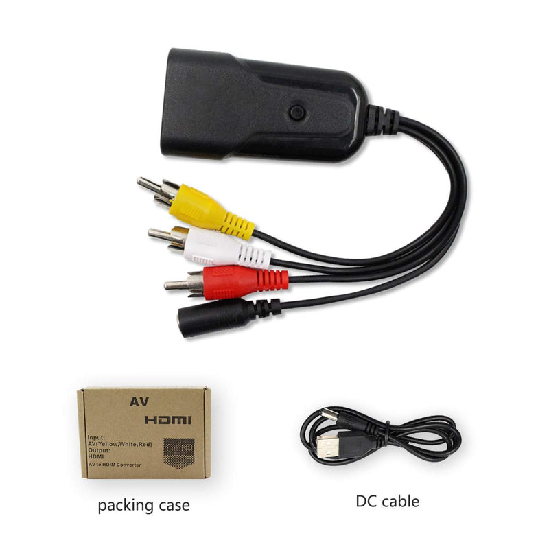 Composite to HDMI Converter, HDMI, AV to HDMI Support 1080P with DC Power Cable, RCA to HDMI for PS One, PS2, PS3, WII, WII U and SEGA Video Games Video Converter