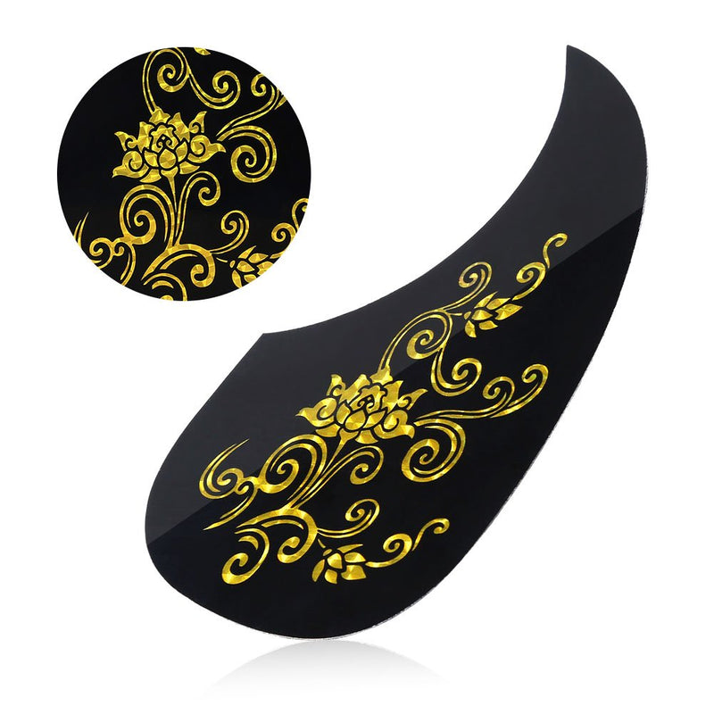 Dilwe 2Pcs Guitar Pickguard Sticker, Comma Shape Pick Guard for Acoustic Guitar Accessory (Gold Vine)