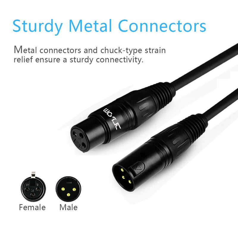 3.2 ft Flexible DMX Cable, JLPOW Gold-Plated 3 Pin Male to Female XLR Cable DMX Wire, Best for DJ Stage Light Moving Head Par Lights (6 Pack) 3 ft --6 Pack