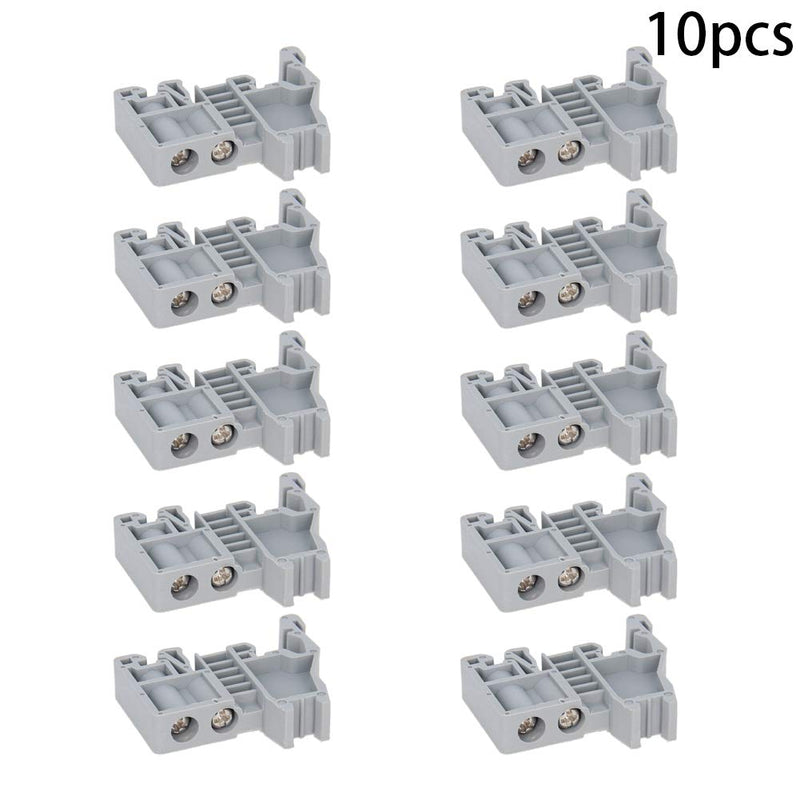 Fielect 35mm 0.2-10mm2 E/UK DIN Rail Mount Fuse Holder Terminal Block DIN Rail Terminal Block End Bracket Stopper Din Rail Screw Fixed Terminal Block Gray 10 Pcs E/UK 10 Pcs