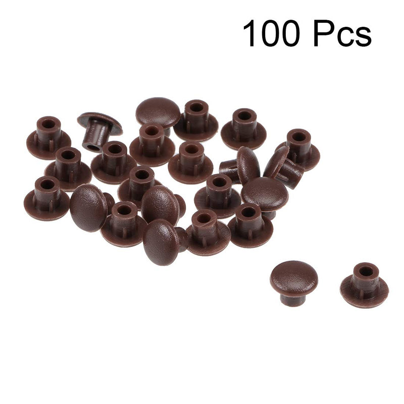 uxcell Shelf Peg Hole Plugs 5mm Dia Dark Brown Plastic Tube Cover for Nail Cabinet Button Bracket Cupboard Bookshelf Bookcase Adjustable Shelf Closet 100Pcs