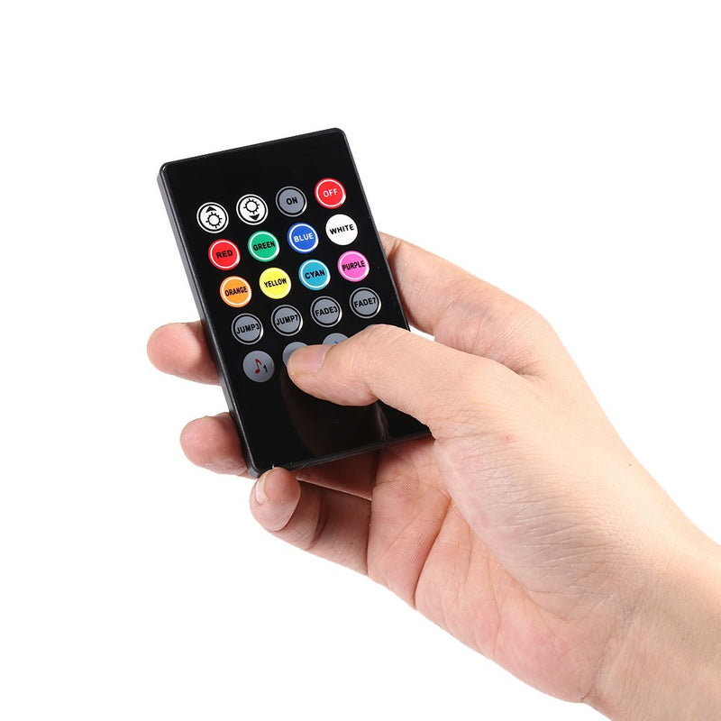 Portable LED Music Controller 20 Keys IR Remote Sound Sensor Controllers for RGB Flexible Color Changing Strip Lights with Sound Activation Function