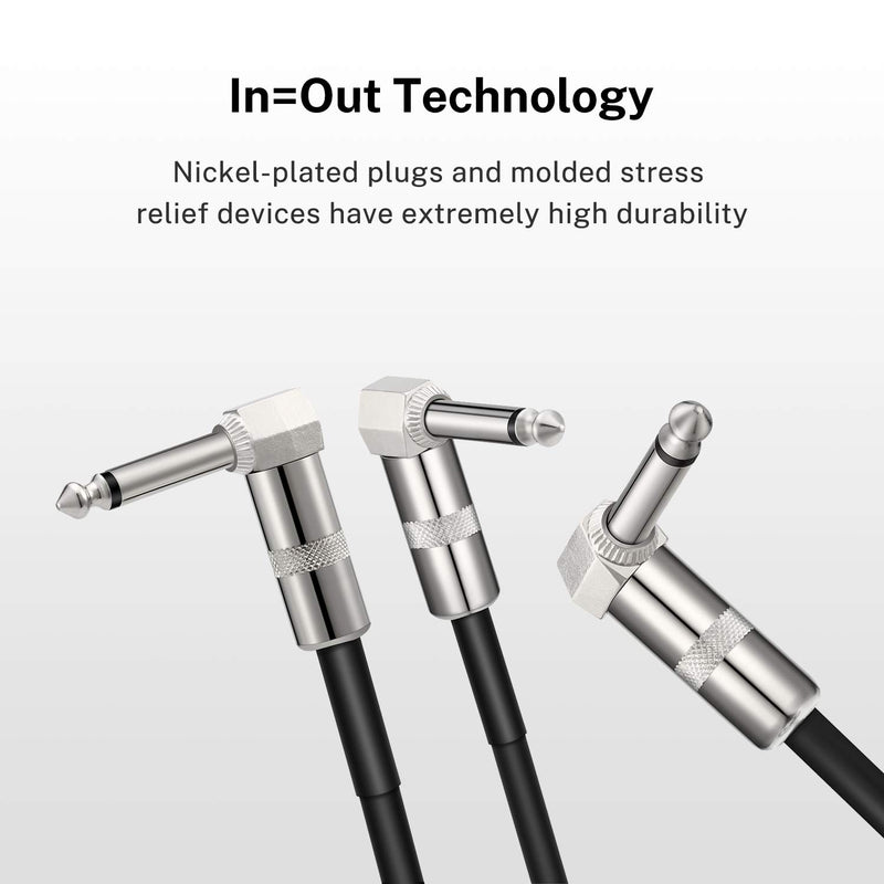 [AUSTRALIA] - Donner Guitar Patch Cable 6 Inch 15cm 1/4" Right Angle Metal Connector for Instrument Effect Pedal 6 Packs 