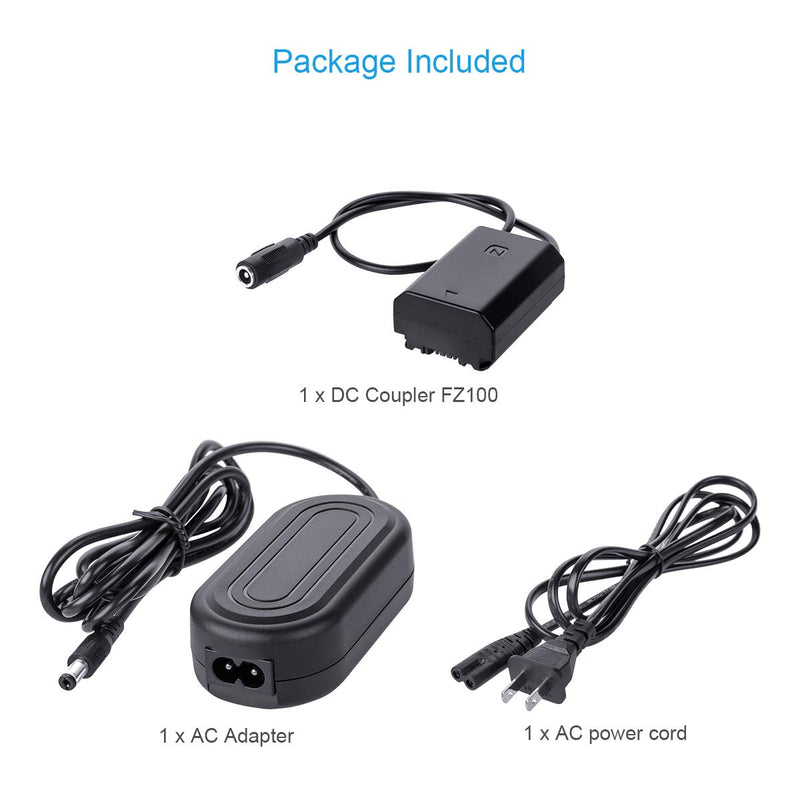 Fomito NP-FZ100 AC Power Adapter Kit Replacement for Sony BC-QZ1 Battery Charger, Compatibe with Alpha A7 III, A7R III, A9, A9R, A9S, A6600 Cameras