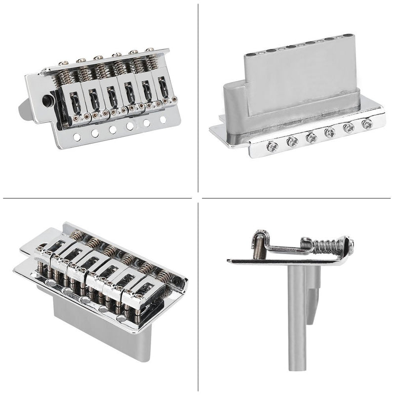 Guitar Tremolo Bridge, Zinc Alloy 6 Strings Electric Guitar Tremolo Bridge with Bar Repair Parts for Stratocaster