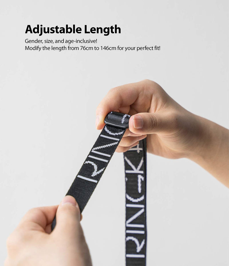 Ringke Lanyard Shoulder Strap Designed for Cell Phone Cases, Keys, Cameras & ID QuikCatch Adjustable Crossbody, Neck Strap String - Lettering Black