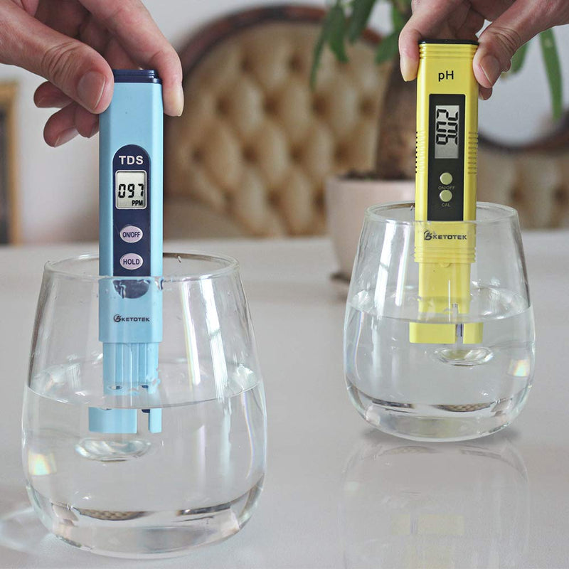 KETOTEK Water Quality Test Meter, PH Meter TDS Meter 2 in 1 Kit with 0-16.00 ph and 0-9990 ppm Measure Range for Hydroponics, Aquariums, Drinking Water, RO System, Fishpond and Swimming Pool…