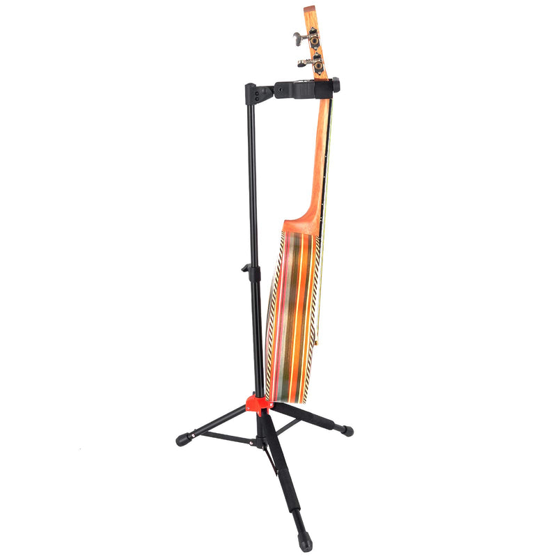 ROWELL Ukulele Stand Ukelele Stand Portable Height Adjustable with Automatic Locking Hook &Soft Pad Material