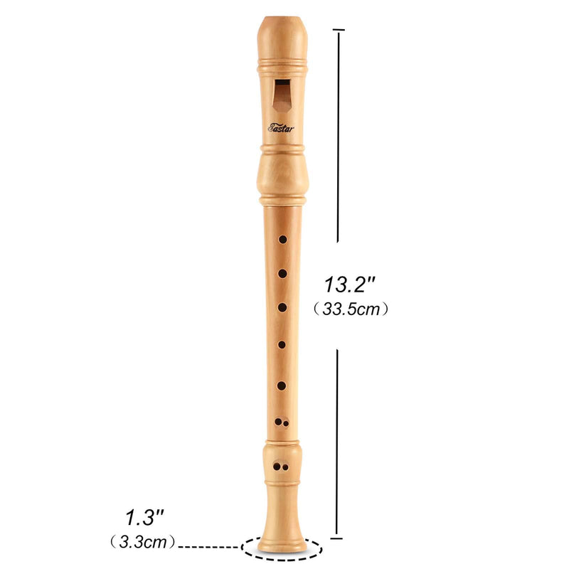 Eastar Recorder Instrument for Kids Soprano Recorder Descant Baroque for Adults Beginners C Key 3 Piece Maple Wood Recorder With Hard Case, Joint Grease,Fingering Chart And Cleaning Kit, ERS-31BM 3 Pieces Baroque Style