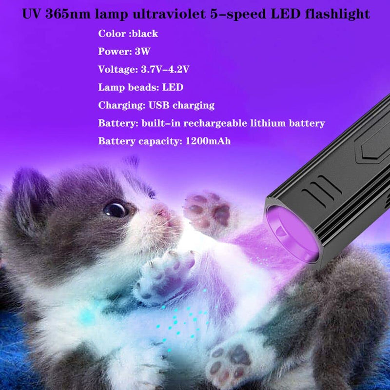 [AUSTRALIA] - Wood's UV Lamp,Portable 365nm Pet Cat Dog UV Black light Flashlight Cat Ringworm Detector,Doctor Pet Urine Detector for Analyzing Skin Dog Cat Care Bed Bug Inspection 