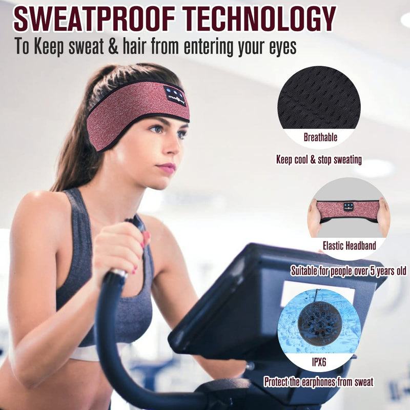 [AUSTRALIA] - MUSICOZY Sleep Headphones Bluetooth Headband Wireless Music Headband Headphones, Earbuds IPX6 Waterproof for Side Sleepers Women Men Workout Running Insomnia Travel Yoga Cool Gadgets Unique Gifts 