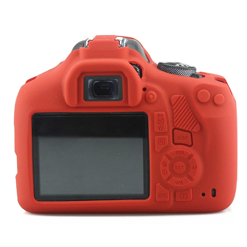 CEARI Silicone Camera Case Full Body Protective Shell Cover Skin for Canon EOS 1300D 1500D Rebel T6 T7 Digital Cameras - Red