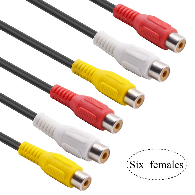 Bonayuanda 3 RCA Female Jack to 6 RCA Female Plug Splitter Audio Video AV Adapter Cable