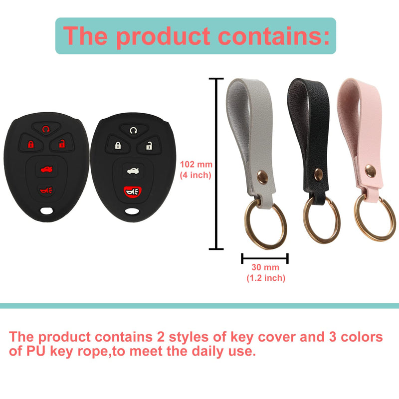 Ywonobs Silicone Rubber Key Fob Cover Remote Case Protector Skin Compatible with Chevrolet Cobalt Malibu Suburban Tahoe Traverse GMC Acadia Yukon Buick Enclave Lacrosse Cadillac Escalade SRX