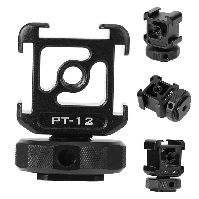 Bindpo Hot Shoe Adapter Base,PT12 SLR Mirrorless Camera Three Heads Hot Shoe Cold Shoe Expansion Bracket for MIC/Fill Light,1/4in Screw Hole for External Magic Arm