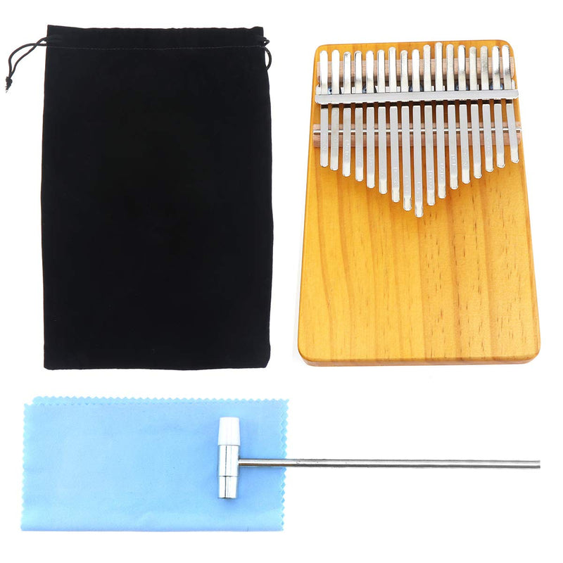 OriGlam 17 Keys Thumb Piano with Study Instruction and Tune Hammer, Portable Thumb Piano, Mbira Wood Finger Piano, Gift for Kids Adult Beginners (Wood)
