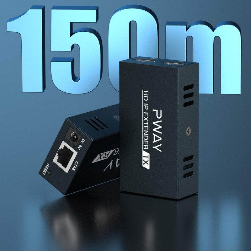 HDMI Extender 500ft Over Single Cat5e/6, Over IP/TCP One to Multiple Monitors by Ethernet Switch, Full HD 1080P@60Hz Video Extended 1080p 500ft TX+RX