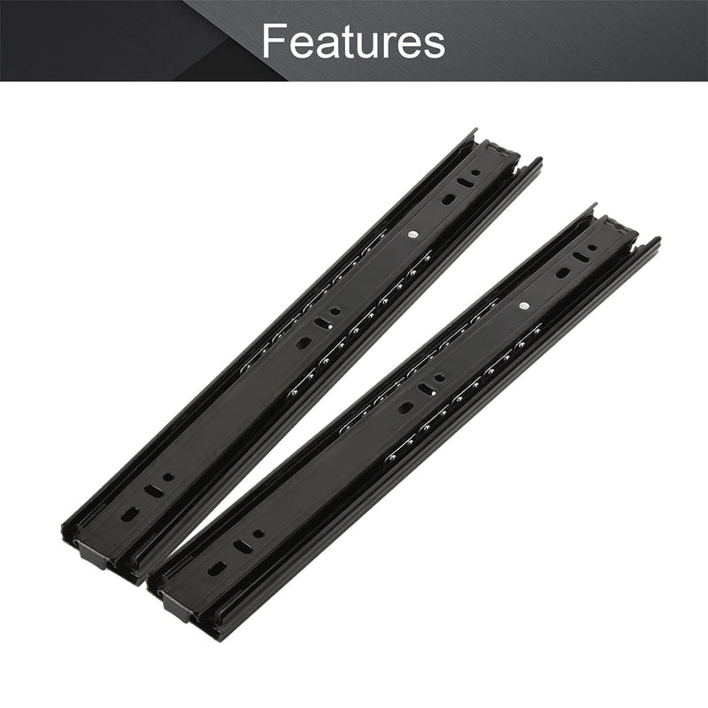 MroMax 14-Inch Cold Rolled Steel Drawer Slides, Full Extension Ball Bearing Slide Track Rail 42mm Wide 100lb Capacity Black 1 Pair
