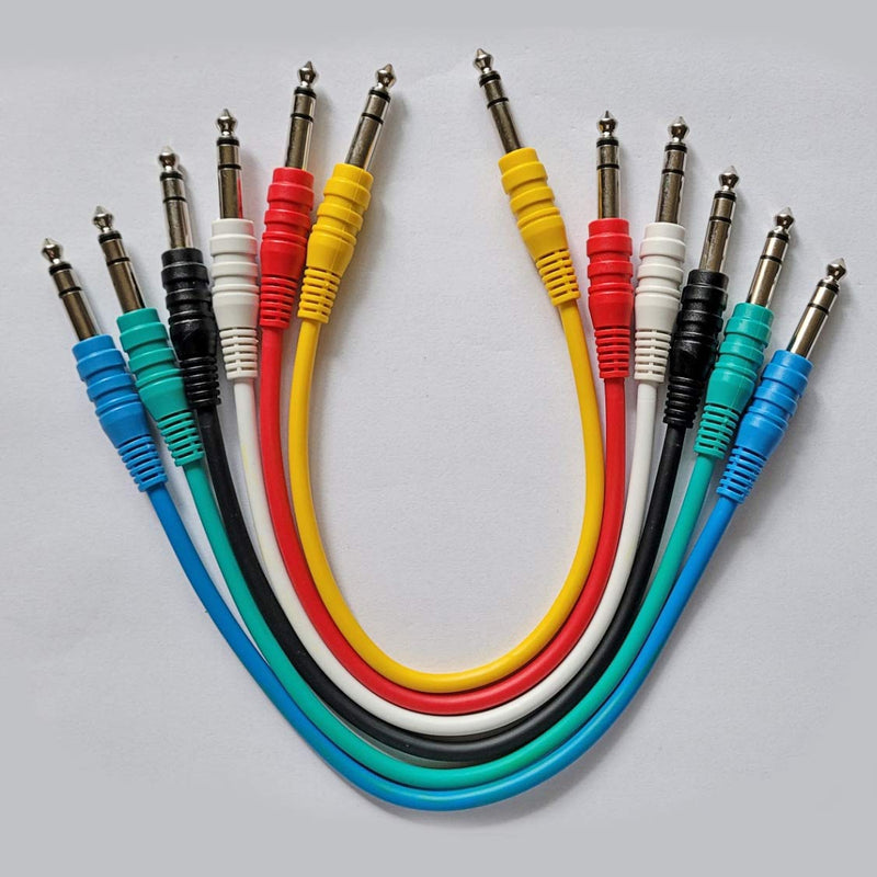 Axcessables AXCTRS14-PATCH101 6-Pack ¼” TRS Cable, ¼” 6.35mm TRS to ¼” 6.35mm TRS Balanced Patch Cables 6-Pack (1ft) TRS14-P101