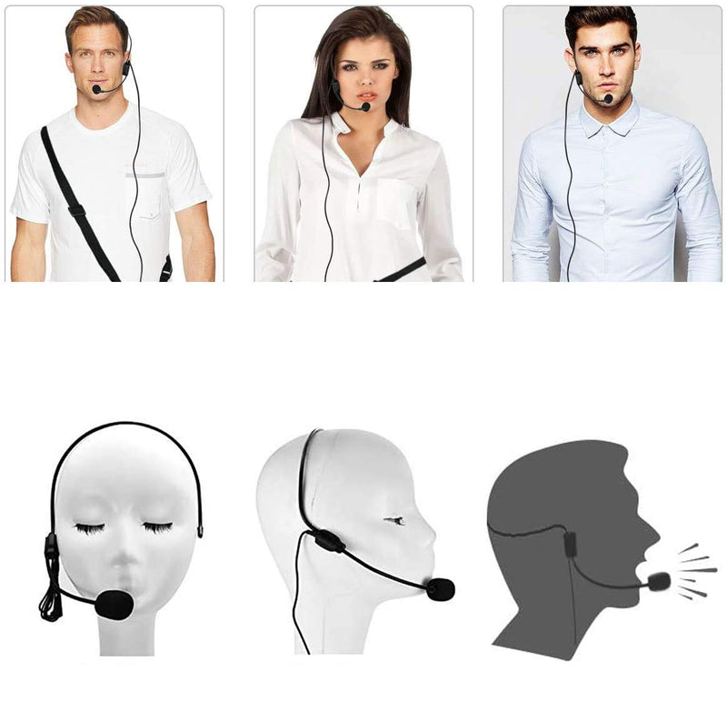 [AUSTRALIA] - 3.5mm Wired Condenser Headset Microphone, Flexible Wired Boom Conference Speech Speaker for Coaches, Tour Guides,Presentations （cord length 3.3ft） 