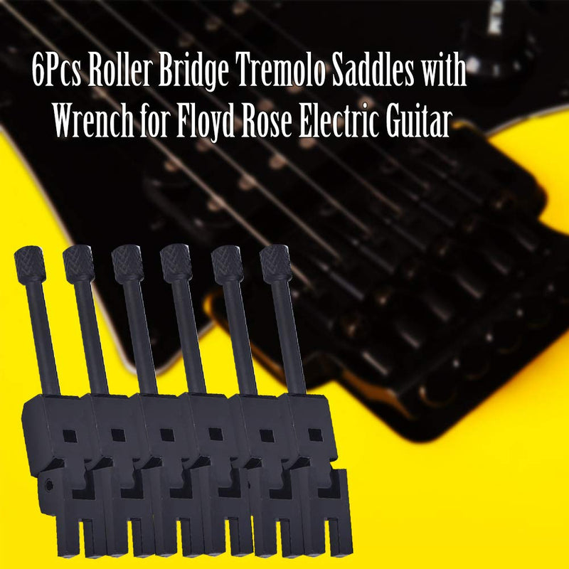 Drfeify Saddles Bridge, 6 PCS Tremolo Bridge Saddle Spare Part for Electric Guitar Black
