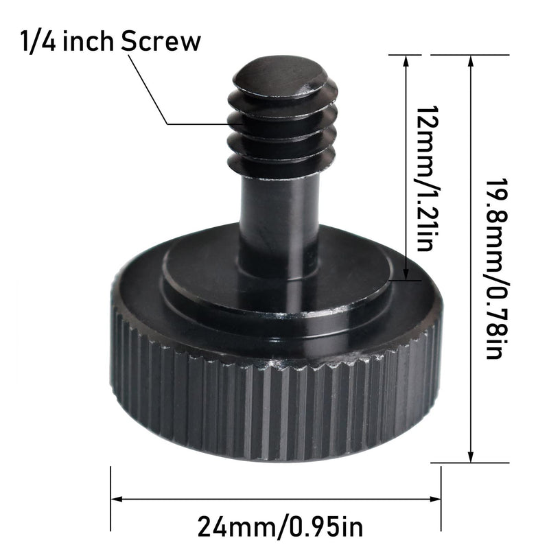 LRONG 4Pcs Camera Quick Release Thumb Screw Tripod L Type Screw 1/4 Male to 1/4 Female Thread Adapter for Camera Flash Bracket Mounting Plate,Black